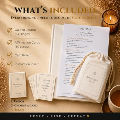 NURŌ Golden Reset Guided Journal + Affirmation Cards Set (White)
