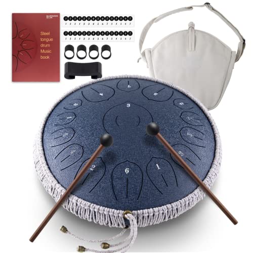 BURNING&LIN Steel Tongue Drum 15 Notes 14 Inches Tongue drum Handpan Drum Percussion for Meditation Yoga Musical Education Best Gift for Adult& Kids - size: 14 inches 15 tones