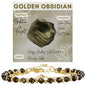 Farfume Crystal Bracelet Beaded Bracelets 4mm Natural Stone Beads Gemstone Handmade Jewelry Gift for Women - color: Golden Obsidian-Protection & Insight