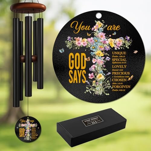 Personalized Christian Inspirational Wind Chime – “You are — God Says” Faith Cross Message – Encouraging Outdoor Wind Chimes for Prayer Garden & Home – Religious Gift for Comfort, Reflection - size: GodSayWC 1