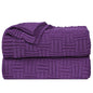 uxcell 100% Cotton Cable Knit Throw Blanket,Soft Lightweight Lap Blanket,Textured Solid Sofa Throw Couch Cover Decors Knitted Blankets, Grape 50"x 60" - color: Grape