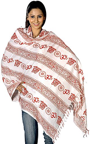 Exotic India Om Prayer Shawl - Multi Color