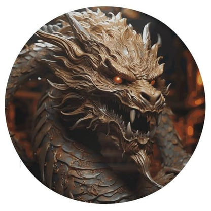 Degrees of Comfort Meditation Floor Cushion, Round Cushion for Adults Seat,Golden Dragon on Red Background Printed Memory Foam Cushion, Outdoor Picnic Mat 15.35 Inch.
