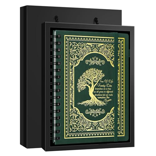 A5 Hardcover Spiral Notebook Tree of Life Journal Daily Journals for Writing Travel Notebooks Journal for Women Men 80GSM Paper Leather Spiral Journal,5.7"x8.3"（Spiral Tree -Green) - color: Spiral Tree of Life-green