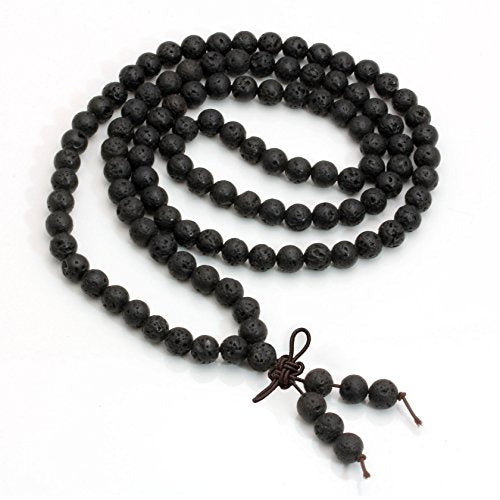 Natural Lava Rock Stone 108 Buddhist Prayer Beads Tibetan Mala Bracelet Necklace… - style: 8mm