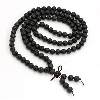 Natural Lava Rock Stone 108 Buddhist Prayer Beads Tibetan Mala Bracelet Necklace… - style: 6mm
