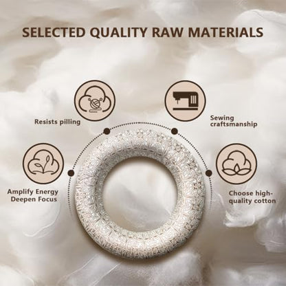 7 Pcs Singing Bowl Cushion Set for 6-12" Tibetan Singing Bowls, Handmade Silk Brocade Fabric Round Cushion Pillow for Folk World Percussion Meditation and Crystal Sound Bowls(Silver)