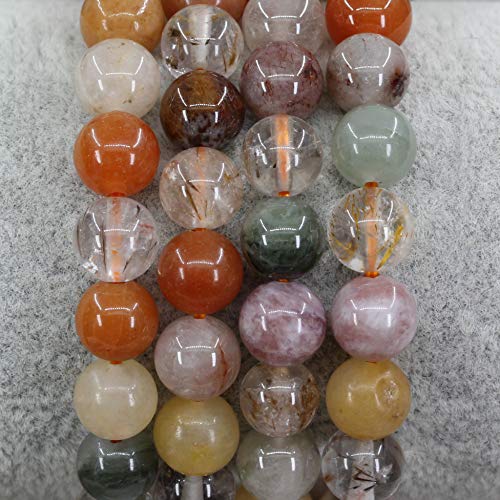 Amandastone Natural Gemstone 8mm Round Beads Stretch Bracelet 7 Inch - color: Multicolor Rutilated Quartz