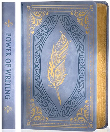 CAGIE 320 Pages Thick Hardcover Journaling Notebooks Vintage Leather Journal for Women Men A5 College Ruled Journals for Writing with Gift Box, 5.7 x 8.3 in, Light Blue - color: Light Blue