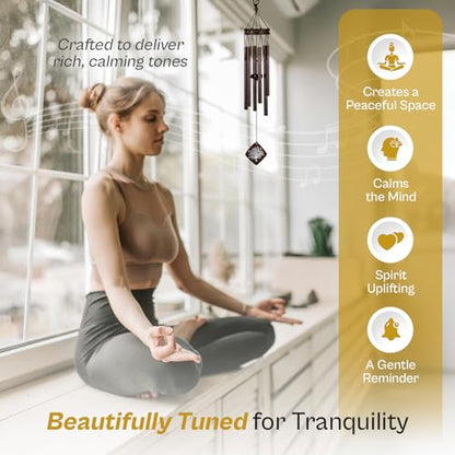 Memorial Wind Chimes I Tree of Life Wind Chime I Windchimes in Memory of a Loved One I Bereavement Gift for Loss of Father, Mother, Wife, Husband I Condolence Remembrance Gift I 29" Bronze - size: A-Bronze Tree of life