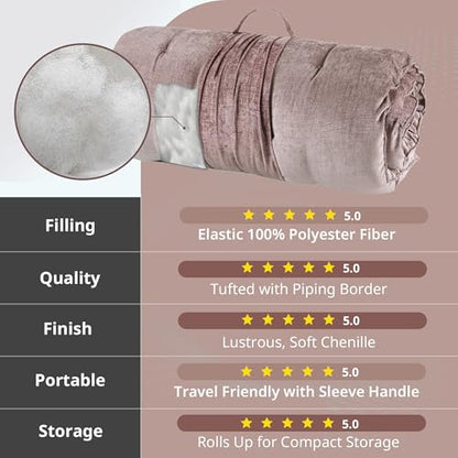 Intelligent Design Edelia Foldable Poly Chenille Light Weight Lounge Floor Pillow Cushion Tufted Seat for Meditation, Game Playing, Yoga, Reading with Travel Wrap, 74x27", Blush - color: Blush