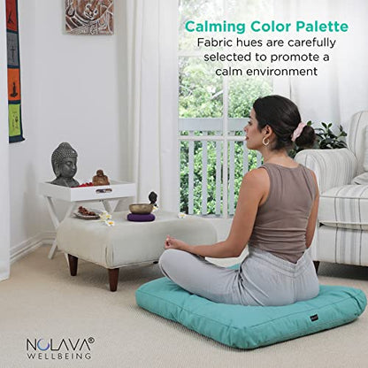NOLAVA Round Zafu Cushions 15"x6" & Zabuton Meditation Cushions 32"x28"x3" - Premium Comfort for Mindful Practices - Yoga Bolster Pillow & Meditation Floor Pillow Essentials - color: Soft Green
