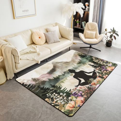 Castle Fairy Meditation Mat Rug for Living Room Bedroom,Floral Mountain Nature Soft Cozy Carpet Yoga Aesthetic Decor Floor Mat Beige Room Decorative Rug,3x5 - color: Beige 2, size: 4'11" x 3'3" (Rectangular)