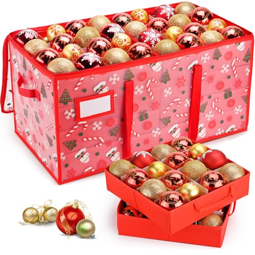 Plastic Christmas Ornament Storage Box with Adjustable Dividers, Waterproof Christmas Storage Containers Keep 128 Capacity, Dual Zippers, Ornament Organizer to Store Holiday Decor-Gloves - style: Gloves-tray