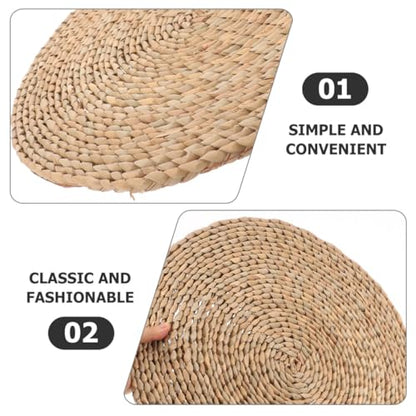 ERINGOGO Woven Yoga Meditation Pad Floor Cushion 20x20cm Dark Straw Root Braided Sitting Mat for Home Meditation and Zen Practice