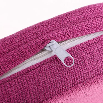 6cm Portable Round Yoga Meditation Cushion - Weight Breathable Linen, Perfect for Home and Outdoor Exercise - Rose