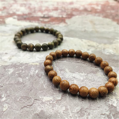 COLORFUL BLING Handmade Wooden Prayer Beaded Bracelet for Men Women Tibetan Buddhist Meditation Mala Beaded Stretch Bracelet Bangle Wood Jewelry - color: 6pcs