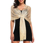 vimate Sparkling Metallic Shawls and Wraps for Evening Party/Wedding/Formal Dresses (With Free Buckle) - color: C1#. Khaki Gold (With Khaki Buckle)