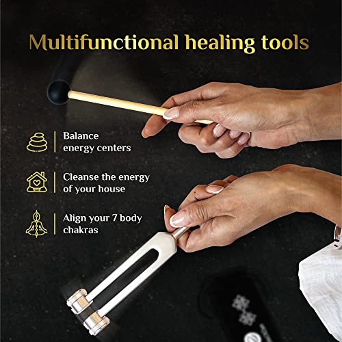 Tuning Forks for Healing Set (128Hz, 256Hz, 512Hz) — Calibrated Weighted Tuning Forks with Video Course Included | 2 Weighted + 1 Unweighted Aluminum Alloy Forks with Mallet, Velvet Pouches, and Beginner Video Course