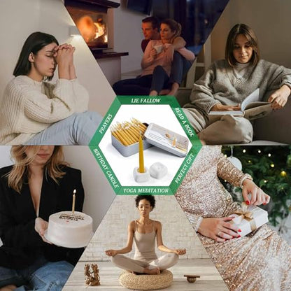 20 Minute Mini Candles Set,2.6 Inch Small Bees Wax Taper Meditation Candles 40Pcs,Candles Smokeless,Dripless for Home,Womens Gifts Yogas-Yellow