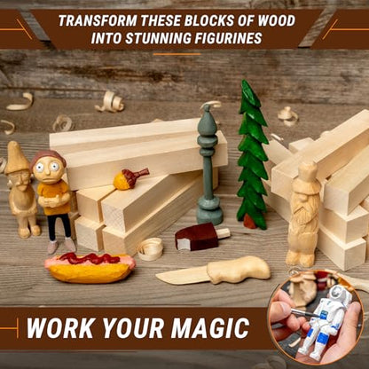 BeaverCraft Basswood Carving Blocks BW16 pcs - Soft Whittling Wood Carving Kit for Beginners - Unfinished Wooden Block Set - Basswood for Crafts