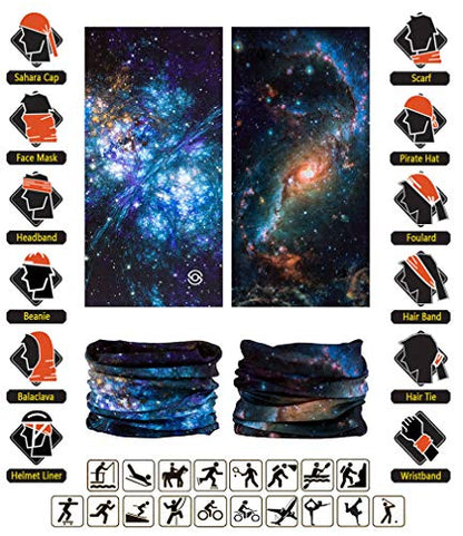 Headband Neck Gaiter Head Wrap Headwear Face Mask Magic Scarf Bandana for Men and Women - color: 6pc.new Black Series
