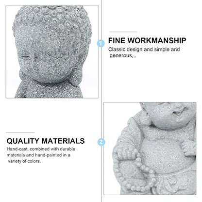 Cabilock 3pcs Sandstone Buddha Statue for Home Decor Creative Chic Landscape Prop Light Grey Landscape Accessory for Zen Garden Aquarium and Meditation Spaces