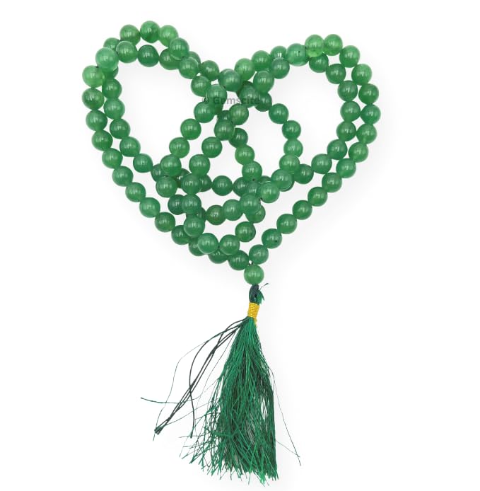 GEMSCITE Japa Mala 108 Prayer Beads Perfect for Meditation Spiritual Mala Necklace & Wrist Mala Bracelet - color: Green Aventurine, size: Without Knots
