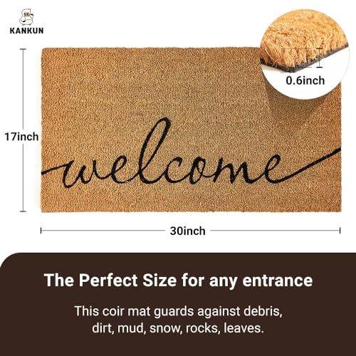 Coco Coir Door Mat with Heavy Duty Backing, Welcome Doormat (17" x 30"), Doormat Entrance (Welcome1-1Pack) - color: Welcome1 - 1pack
