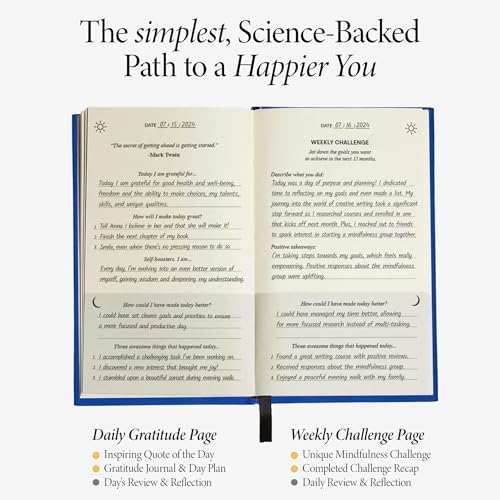 The Original Gratitude Journal 2026 - Daily Practice of Mindfulness & Happiness Journal with Elevating Quotes and Prompts for Affirmation Reflection Mindfulness - Premium Hardcover Journal Blue - color: Rich Blue