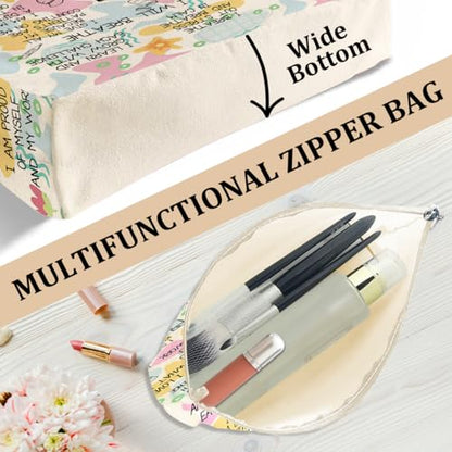 Daily Affirmations for Women, 2PCS Cosmetic Bag Canvas Tote Bag Beach Bags with Pocket Makeup Bags,Nurse Gifts for Nurses Women Nursing Student Female RN Nurse Coworker Birthday Friendship Nurse Day - color: Nurse Affirmations 0943