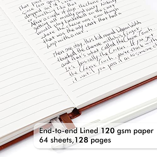 feela 24 Pack Journal Notebook for Work, Business Notebook Bulk Hardcover Lined Writing Journal with Pen Holder for Men Women Note Taking, with 24 Black Pens, 120 GSM, 5.1”x8.3”, A5, Brown - color: 24 Pack brown