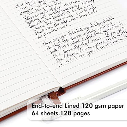 feela 24 Pack Journal Notebook for Work, Business Notebook Bulk Hardcover Lined Writing Journal with Pen Holder for Men Women Note Taking, with 24 Black Pens, 120 GSM, 5.1”x8.3”, A5, Brown - color: 24 Pack brown