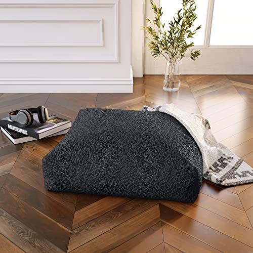 Jaxx Brio Large Décor Floor Pillow/Meditation Yoga Cushion, Shearling Faux Lamb, Black - color: Black