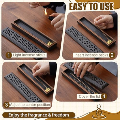CEREMONY Incense Holder for Sticks, Ceramic Insence-Stick Holder Ash Catcher, Incense Holder Timkburner for Meditation Yoga Spa Room Incense Holder (Lever Brown) - color: Lever Brown