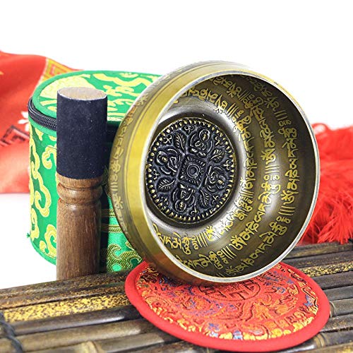 Singing Bowl Set Mindfulness Mantra Yoga with Mallet Gift Ornament Home Meditation Nepal