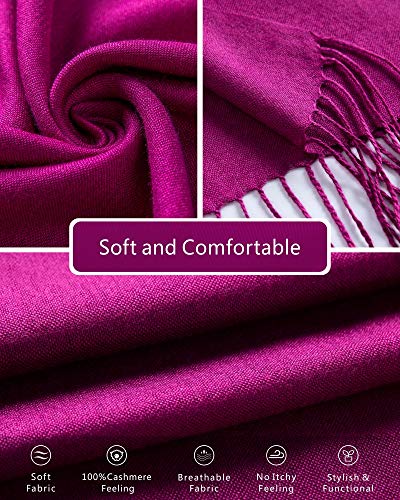 EURKEA Women's Scarf Pashmina Silky Soft Shawls Wraps Stole for Evening, Wedding and Gift - color: Magenta