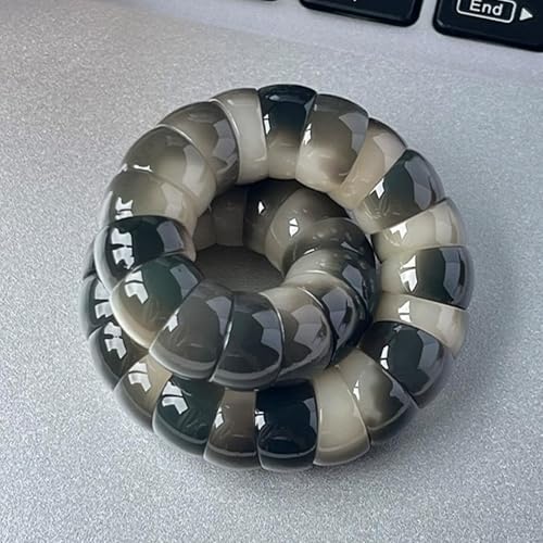 Natural Bodhi Seed Bracelets Anxiety Fidget Bracelets Anxiety Relief Items Protection Healing Stretch Bodhi Fidget Bracelet for Women Men - color: A2:Grey white
