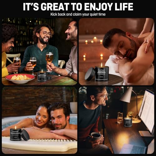 Men's Scented Candles Gift Set - 4 Pack Luxury Masculine Scented Candles for Men, 8oz Natural Soy Wax Candles with 8% Essential Oil, Long Lasting Aromatherapy Candles for Home Fragrance,Men,Him - size: Pack of 4