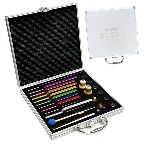 Solfeggio Tuning Fork Set - 10 Tuning Forks Perfect for DNA Healing, Chakra, Sound Therapy, Multicolour, with Exquisite Aluminum Gift Box (174 Hz, 285 Hz, 396 Hz, 417 Hz, 432Hz, 528 Hz etc) - color: Solfeggio Multicolour A
