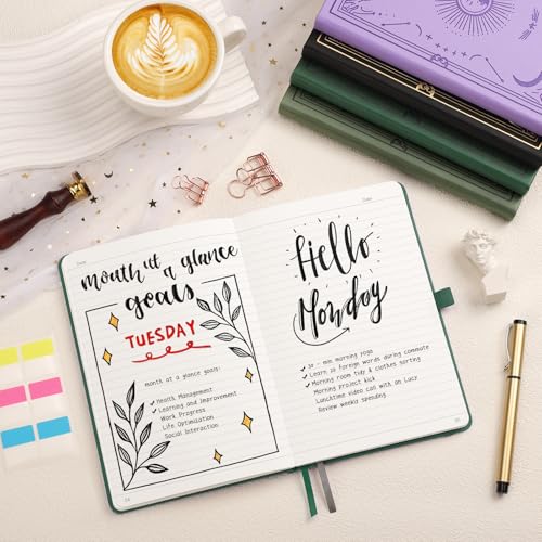 Lined Journal for Women Men, 192 Pages A5 Notebook Journal, Hardcover Notebook with 100Gsm Thick Pages, Leather Note Book for Writing, Travel, Business, Office, Prayer 5.7 x 8.3, Dark Green - color: Dark Green, style: Lined