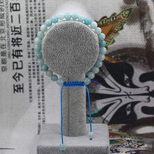 Keleny Natural Gemtone 6mm Round Beads Crystal Adjustable Braided Macrame Tassels Bracelets Unisex - color: Blue Amazonite