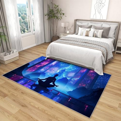 Chakra Rug for Meditation - 3x4 Rug - Chakra Rug - Gothic Raven Area Rug - Galaxy Zen Rugs - Soft Washable Non Slip Low Pile Blue Carpet - color: Chakra, size: 3' x 4' (Rectangular)