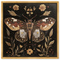 Moth and Moonflowers Canvas Folk Art Prints, Gold Frame, 20" x 20" - color: Gold Frame, size: 21"L x 21"W