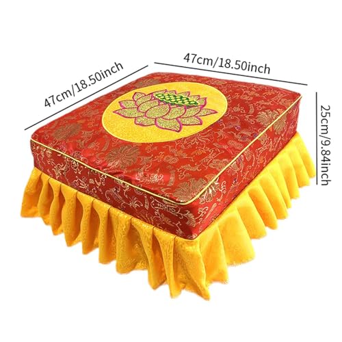 predolo Meditation Floor Stool Tatami Seat with Washable Cover Multipurpose Floor Seat for Relaxing, Red Set
