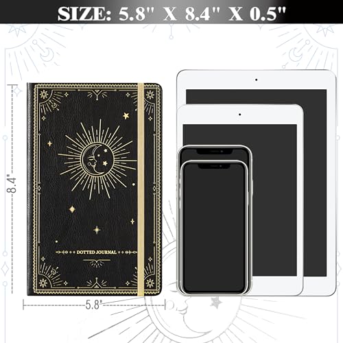 Artfan Dotted Journal/Notebook - Dot Grid Hard Cover Notebook, Premium Thick Paper with Fine Inner Pocket, Black Smooth Faux Leather, Pen Loop, 5.8''×8.4'' - Black - color: BLACK18