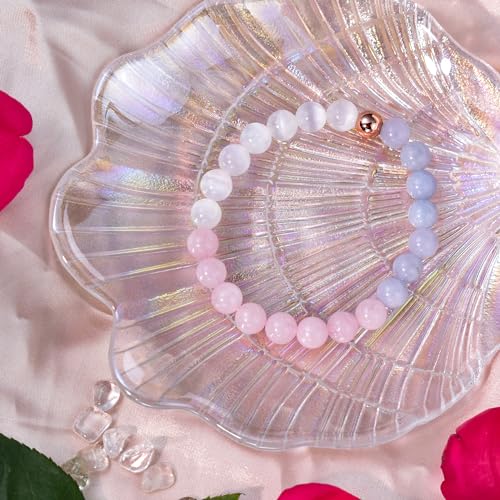 Strong Healing Crystal Bracelet 8MM Genuine Stone Bracelet Lucky Beaded Bracelet Chakra Bracelet 6.5 inch Positive Energy Inspirational Gifts for Women Mom - style: Lover