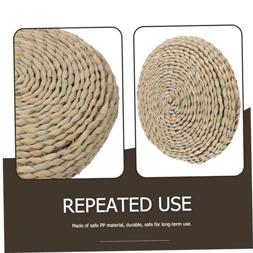 DECHOUS Hand-Made Woven Meditation Mat Cotton Filled Yoga Cushion Japanese Style Decorative Pad for Adults for Meditation Photography Props and Home Decor