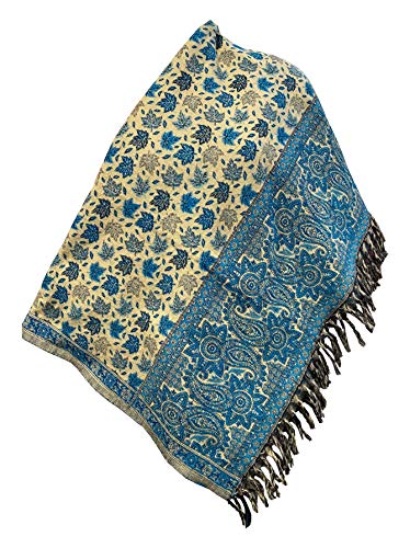 LUXURY HANDMADE LEAF PRINTSKY BLUE COLOUR Yak Wool Shawl OVERSIZED MEDITATION Blanket stole unisex Travel Wrap STUDY BLANKET