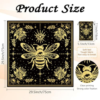Tarot Altar Cloth Evil Eye and Bee Print Card Table Tablecloth Celestial Mushroom Tablecloth with Tarot Bag for Reading Rituals Crystals Spiritual Divination Witchcraft Supplies - color: Evil Eye and Bee